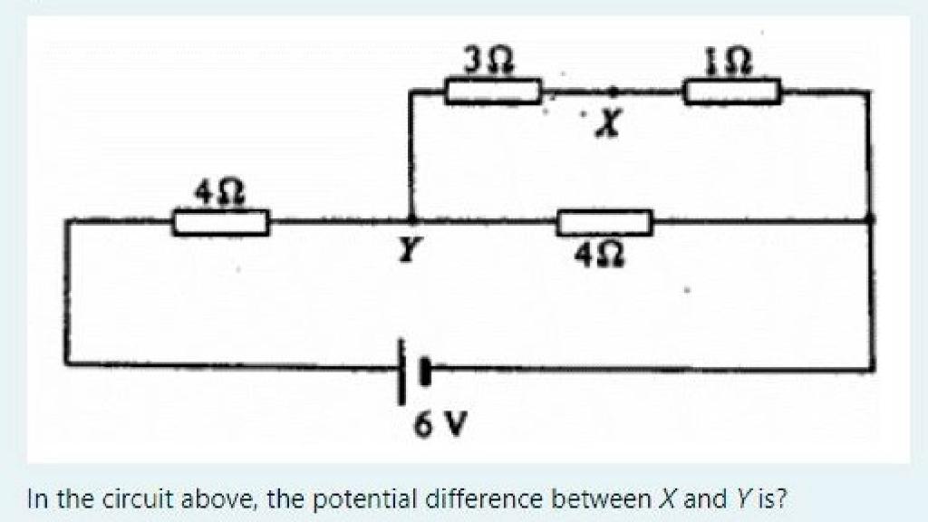 30 In 452 Y 492 70 6 V In The Circuit Above The Potential Difference Between X And Y Is 1