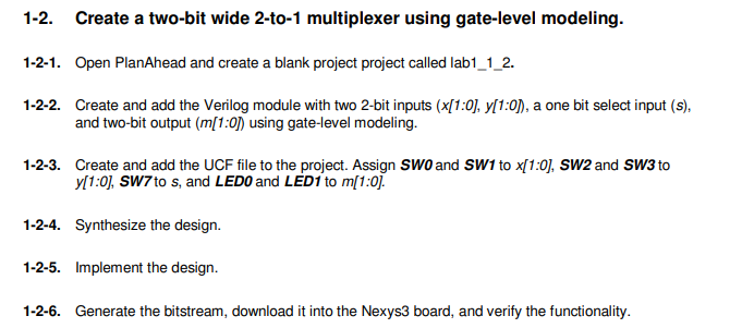 1 2 Create A Two Bit Wide 2 To 1 Multiplexer Using Gate Level Modeling 1 2 1 Open Planahead And Create A Blank Projec 1