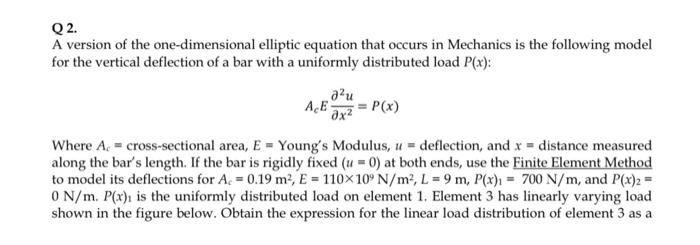 Q2 A Version Of The One Dimensional Elliptic Equation That Occurs In Mechanics Is The Following Model For The Vertical 2