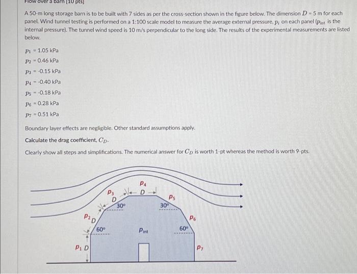 Flow Over A Ban Pts A 50 M Long Storage Barn Is To Be Built With 7 Sides As Per The Cross Section Shown In The Figure B 1
