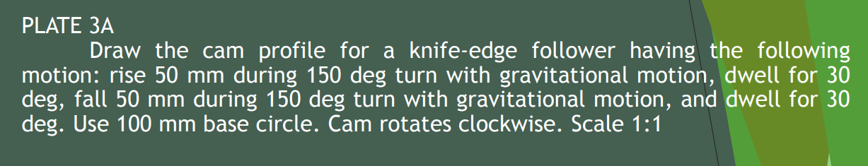 Plate 3a Draw The Cam Profile For A Knife Edge Follower Having The Following Motion Rise 50 Mm During 150 Deg Turn With 1