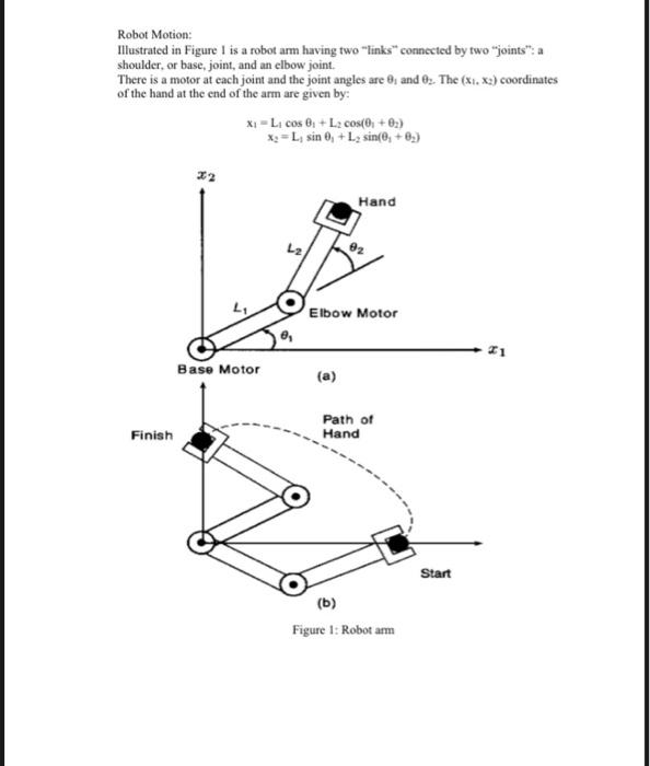 Robot Motion Illustrated In Figure I Is A Robot Arm Having Two Links Connected By Two Joints A Shoulder Or Base 1