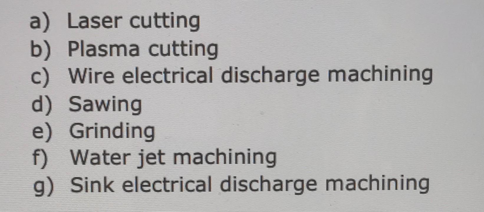 Which Of The Following Processes Are Not Capable Of Cutting A Plate Made Of Electrically Nonconductive Material With A T 1