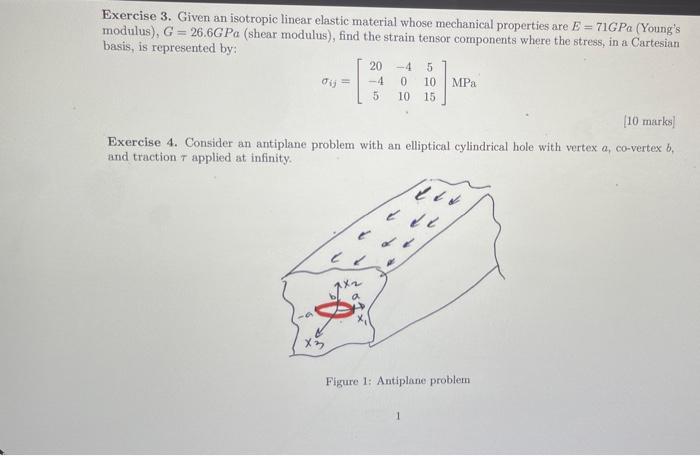5 Exercise 3 Given An Isotropic Linear Elastic Material Whose Mechanical Properties Are E 71gpa Young S Modulus G 1