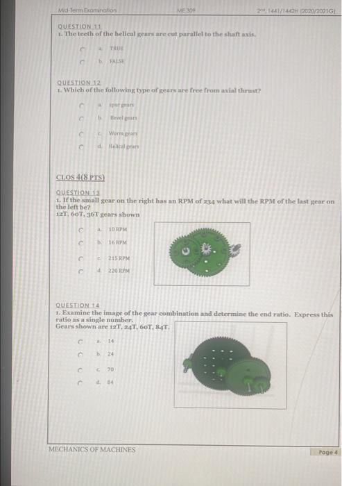 Me300 21441 14422020 20216 Mid Term Examination 20 Marks Clos 1012 Pts Question 1 In A Seur Drive Module Is Equal 3