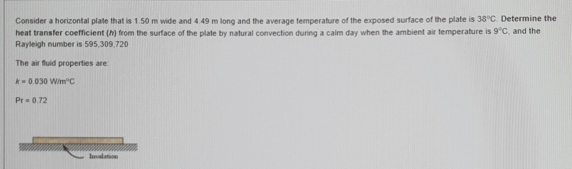Consider A Horizontal Plate That Is 1 50 M Wide And 4 49 M Long And The Average Temperature Of The Exposed Surface Of Th 1