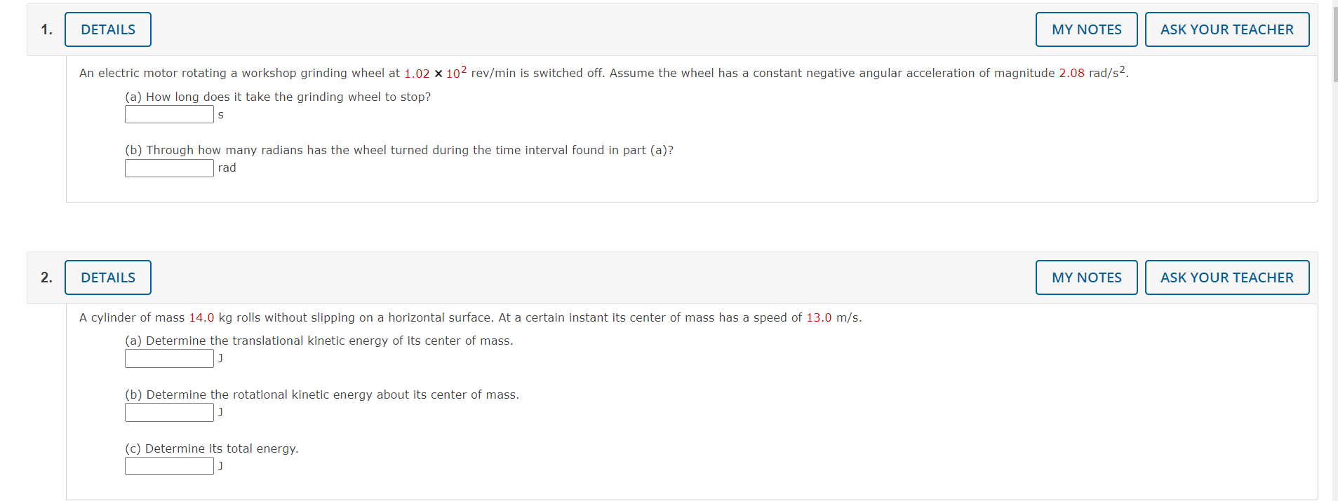 1 Details My Notes Ask Your Teacher An Electric Motor Rotating A Workshop Grinding Wheel At 1 02 X 102 Rev Min Is Switc 1