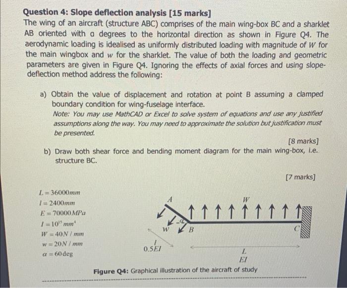 Question 4 Slope Deflection Analysis 15 Marks The Wing Of An Aircraft Structure Abc Comprises Of The Main Wing Box 1