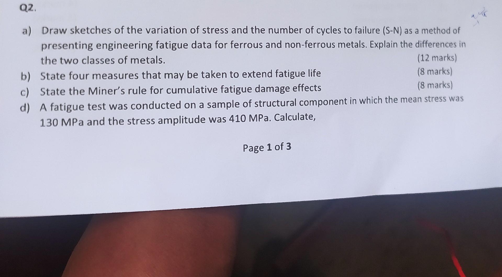 Ng Unless Otherwise Stated Q1 A Answer The Following Question In One Or Two Sentences Each Question Carries Two Marks 2