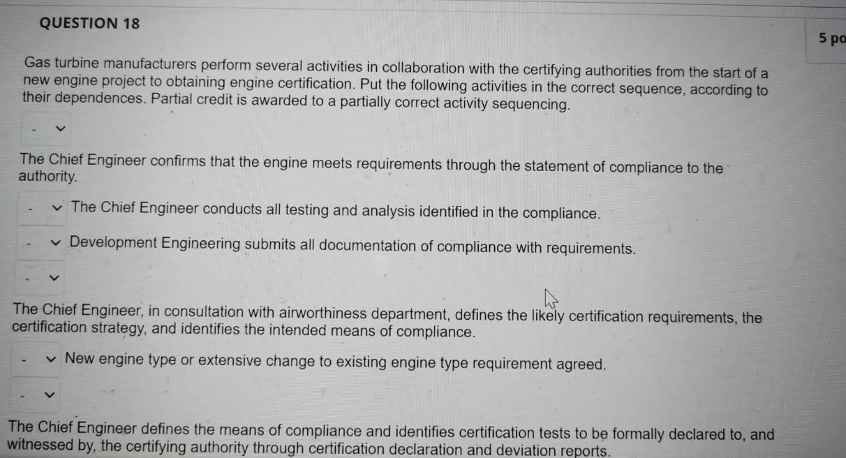 Question 18 5 Po Gas Turbine Manufacturers Perform Several Activities In Collaboration With The Certifying Authorities F 1
