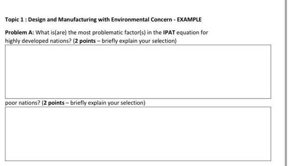 Topic 1 Design And Manufacturing With Environmental Concern Example Problem A What Is Are The Most Problematic Fact 1