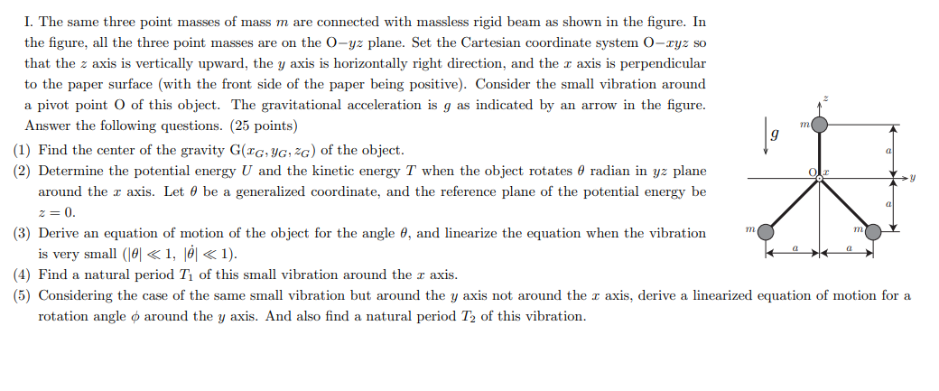 I The Same Three Point Masses Of Mass M Are Connected With Massless Rigid Beam As Shown In The Figure In The Figure A 1