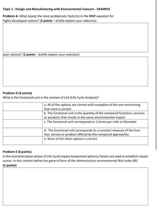 Topic 1 Design And Manufacturing With Environmental Concern Example Problem A What Is Are The Most Problematic Fact 1