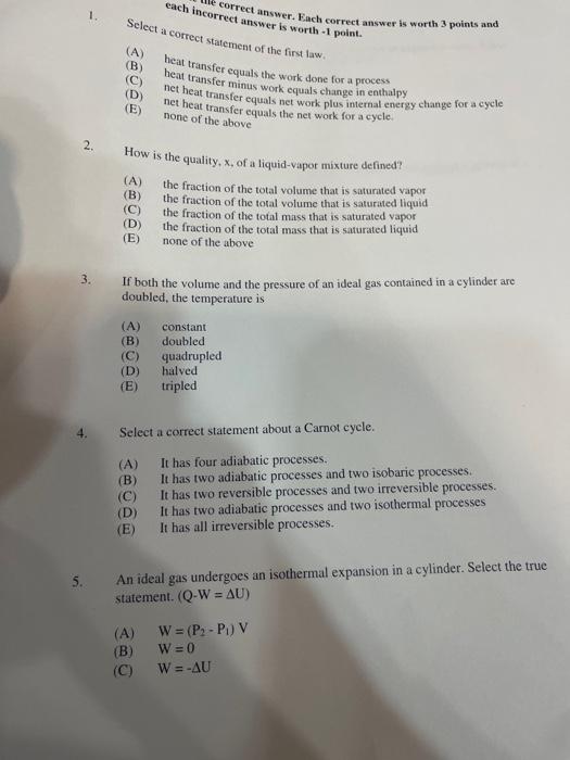 Each Incorrect Answer Is Worth 1 Point Correct Answer Each Correct Answer Is Worth 3 Points And Select A Correct Stat 1