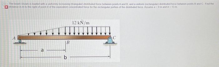 The Beam Shownloaded With A Uniformly Increasing Rangular Distributed Force Between Points A And B And A Uniform Octang 1