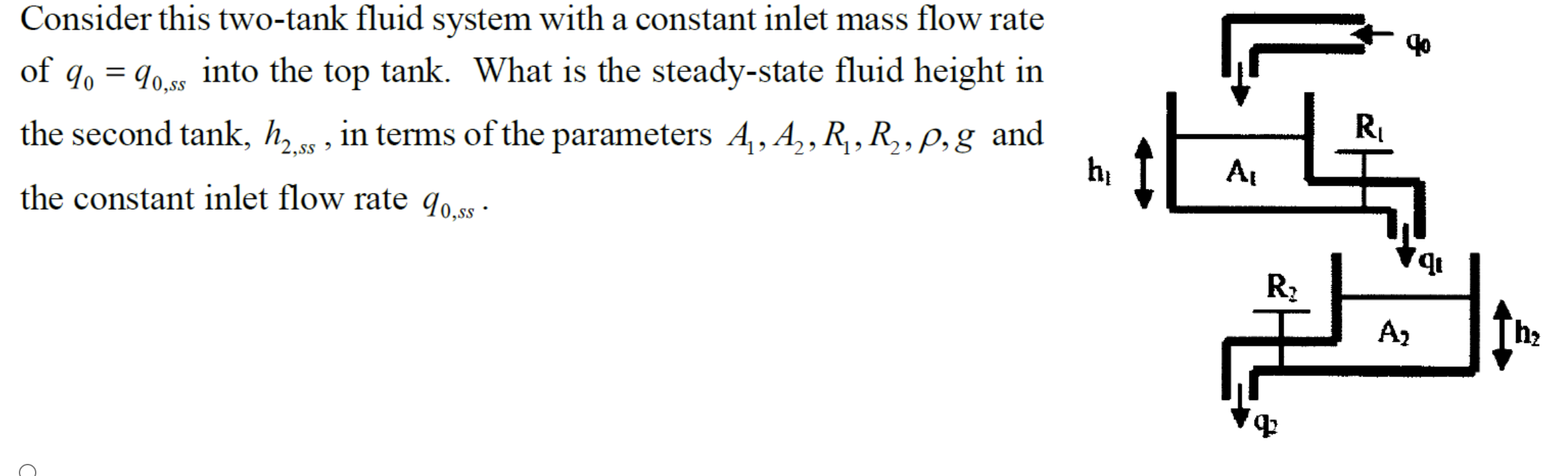 40 Consider This Two Tank Fluid System With A Constant Inlet Mass Flow Rate A Of 9 90 Gs Into The Top Tank What 1