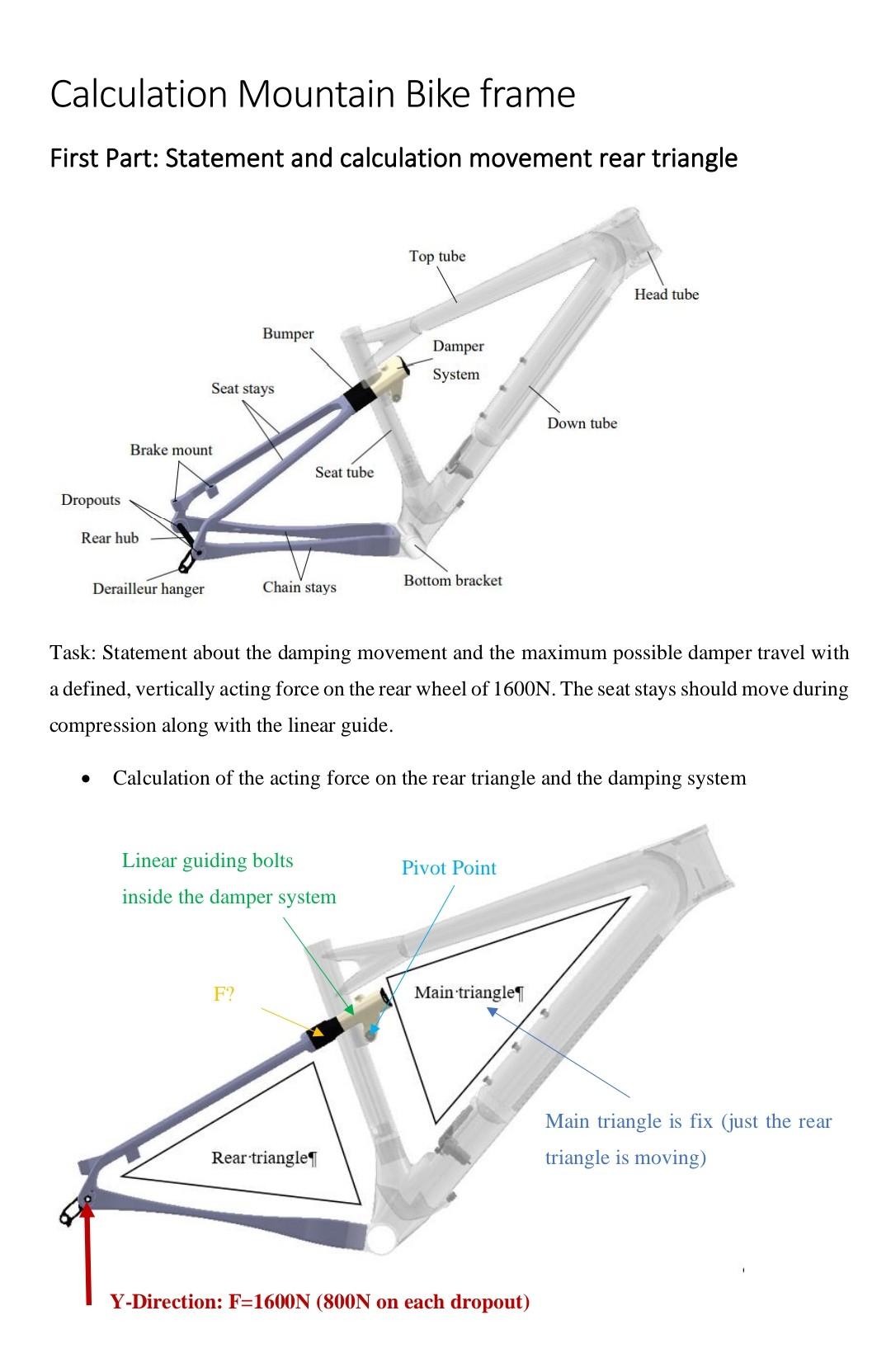 Calculation Mountain Bike Frame First Part Statement And Calculation Movement Rear Triangle Top Tube Head Tube Bumper D 1