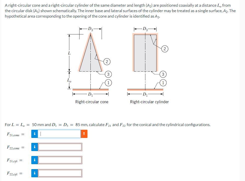 A Right Circular Cone And A Right Circular Cylinder Of The Same Diameter And Length A2 Are Positioned Coaxially At A D 1