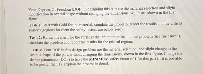 Your Degrees Of Freedom Dof In Designing This Part Are The Material Selection And Slight Modification In Overall Shape 1