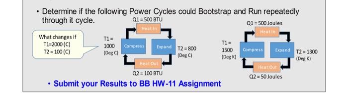 Heutin Determine If The Following Power Cycles Could Bootstrap And Run Repeatedly Through It Cycle Q1 500 Btu Q1 1