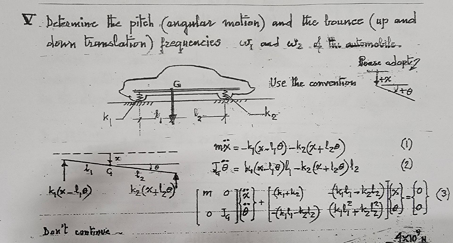 16 Tier Y Determine The Pitch Angular Molion And The Bounce Up And Down Translation Frequencies We And We Atomobile 1
