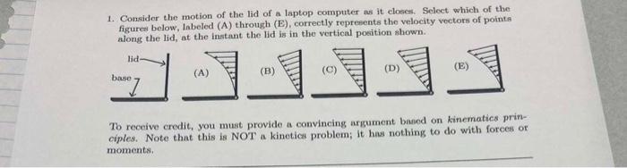 1 Consider The Motion Of The Lid Of A Laptop Computer As It Closes Select Which Of The Figures Below Labeled A Thro 1