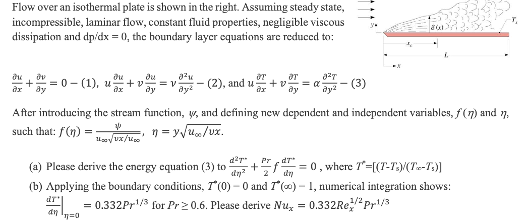 Flow Over An Isothermal Plate Is Shown In The Right Assuming Steady State Incompressible Laminar Flow Constant Fluid 1