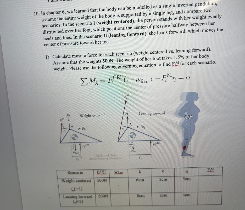In Chapter 6 We Learned That The Body Can Be Modelled As A Single Inverted Pendulum Assume The Entire Weight Of The Bo 1