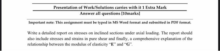 Presentation Of Work Solutions Carries With It 1 Extra Mark Answer All Questions 10marks Important Note This Assignme 1