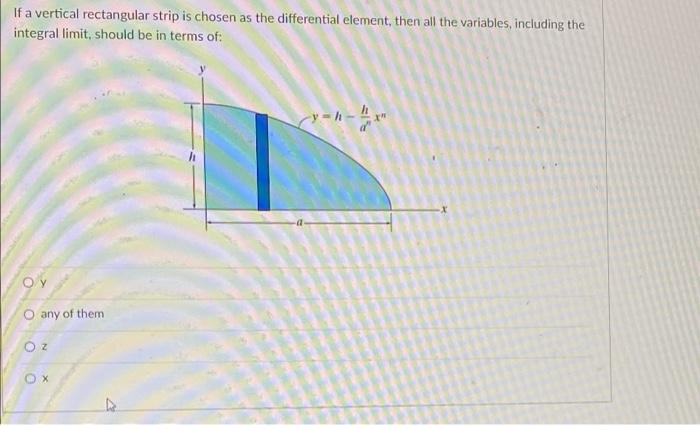 If A Vertical Rectangular Strip Is Chosen As The Differential Element Then All The Variables Including The Integral Li 1