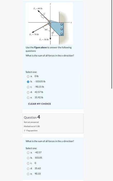 F 60 Lb F70 Lb F S01b Use The Figure Above To Answer The Following Questions What Is The Sum Of All Forces In The X Di 1