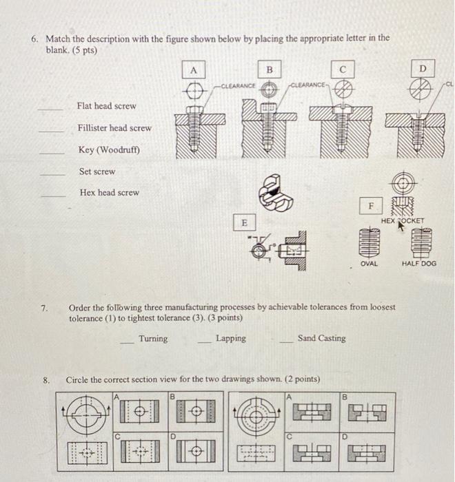 6 Match The Description With The Figure Shown Below By Placing The Appropriate Letter In The Blank 5 Pts A B Learanc 1