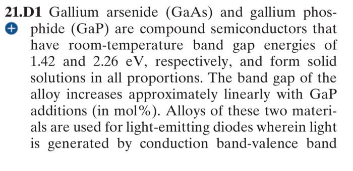 21 D1 Gallium Arsenide Gaas And Gallium Phos Phide Gap Are Compound Semiconductors That Have Room Temperature Band 1
