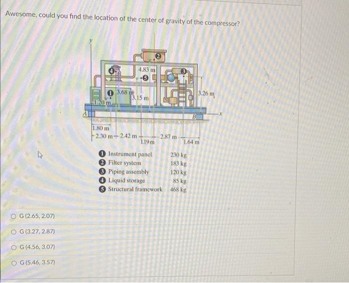 15 The Coordinates Of The Center Of Gravity Of The Compressor Could Be 2 4 83 M 6 0 3 68 M 3 15 M 3 26 M 20 M 2 87 M 7 2
