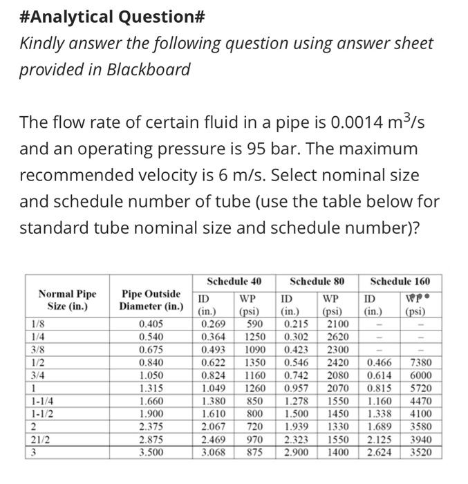 Analytical Question Kindly Answer The Following Question Using Answer Sheet Provided In Blackboard The Flow Rate Of Ce 1