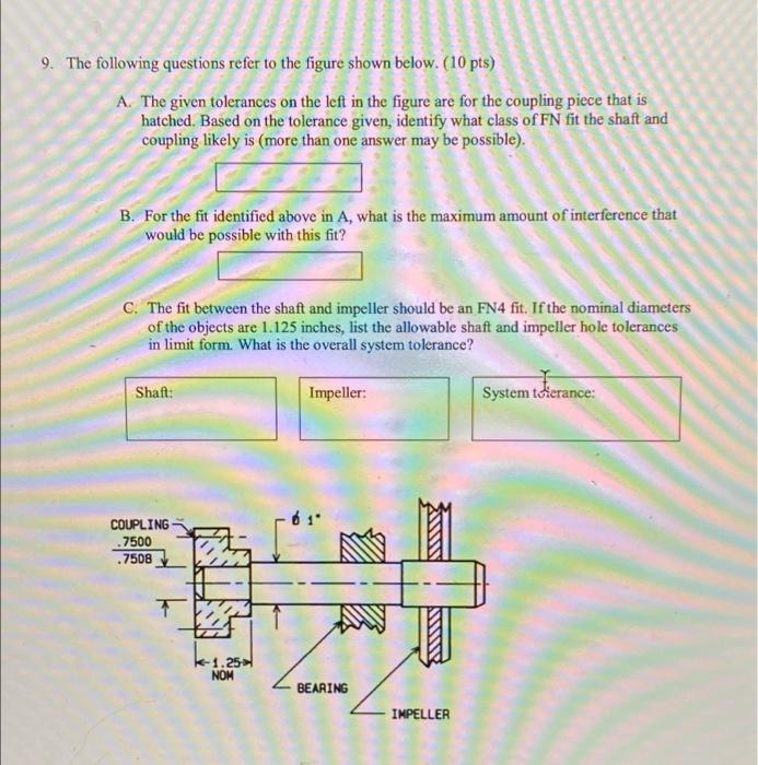 9 The Following Questions Refer To The Figure Shown Below 10 Pts A The Given Tolerances On The Left In The Figure A 1