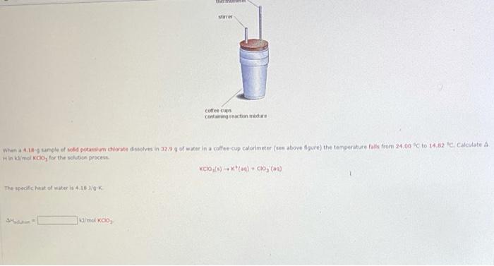 Th Coffee Congreaction De When 41 Sample So Posunoute Dissolves In 32 99 Of Water In A Coffee Cup Calorimeter Con Above 1