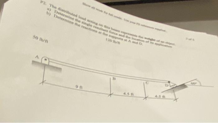2 The Distributed Low Weig A Determine Desiderand Che Lo 6 Determine The Reactions Of The Support Awd 50 N 129 16 1 9 1