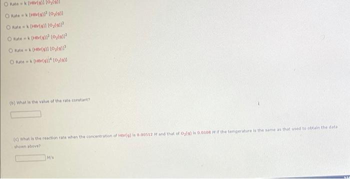 The Reaction 4 Hr 0 00 2 H2o G 2 Bry 9 Was Studied At A Certain Temperature With The Following Results Experi 2