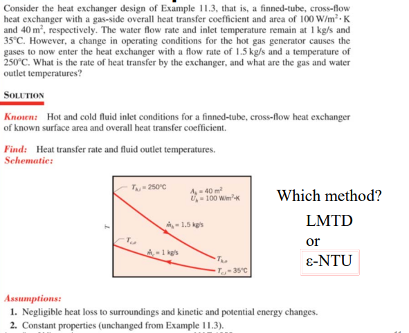 Consider The Heat Exchanger Design Of Example 11 3 That Is A Finned Tube Cross Flow Heat Exchanger With A Gas Side Ov 1