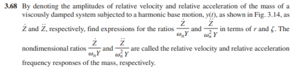 And 3 68 By Denoting The Amplitudes Of Relative Velocity And Relative Acceleration Of The Mass Of A Viscously Damped Sys 1