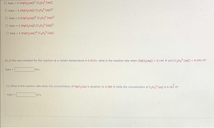 Consider The Following Reaction 2 Hcl Aq C30 2 Aq 2cl Aq 2 C02 9 Hcl 5 The Rate Law For This Reactio 2