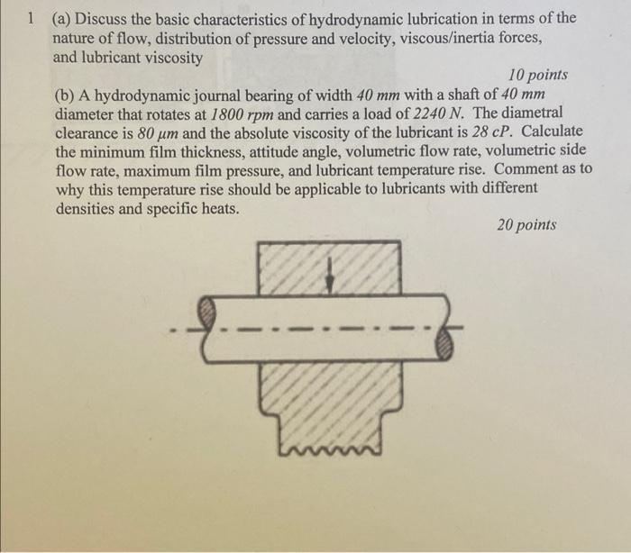 1 A Discuss The Basic Characteristics Of Hydrodynamic Lubrication In Terms Of The Nature Of Flow Distribution Of Pres 1