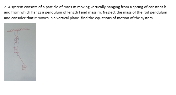 2 A System Consists Of A Particle Of Mass M Moving Vertically Hanging From A Spring Of Constant K And From Which Hangs 1