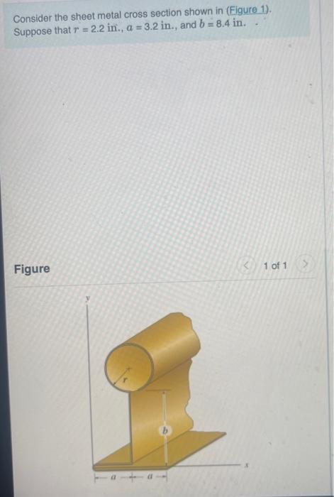 Consider The Sheet Metal Cross Section Shown In Figure 1 Suppose That R 2 2 In A 3 2 In And B 8 4 In Figur 1