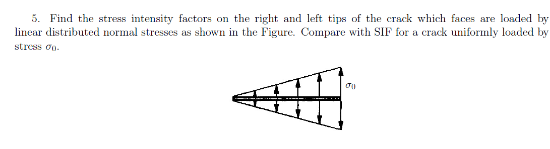 5 Find The Stress Intensity Factors On The Right And Left Tips Of The Crack Which Faces Are Loaded By Linear Distribute 1