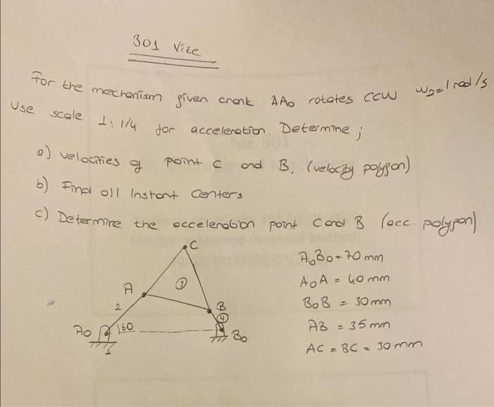 301 Vize For The Mechanism Piven Crank Ato Rotates Cow Walrad S A Velocities Of Point A Use Scale 1 114 For Accelenati 1