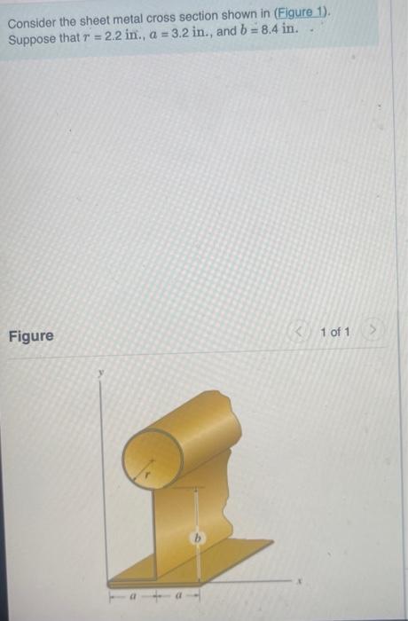Consider The Sheet Metal Cross Section Shown In Figure 1 Suppose That R 2 2 In A 3 2 In And B 8 4 In Figur 1
