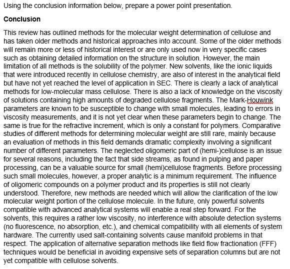 Using The Conclusion Information Below Prepare A Power Point Presentation Conclusion This Review Has Outlined Methods 1