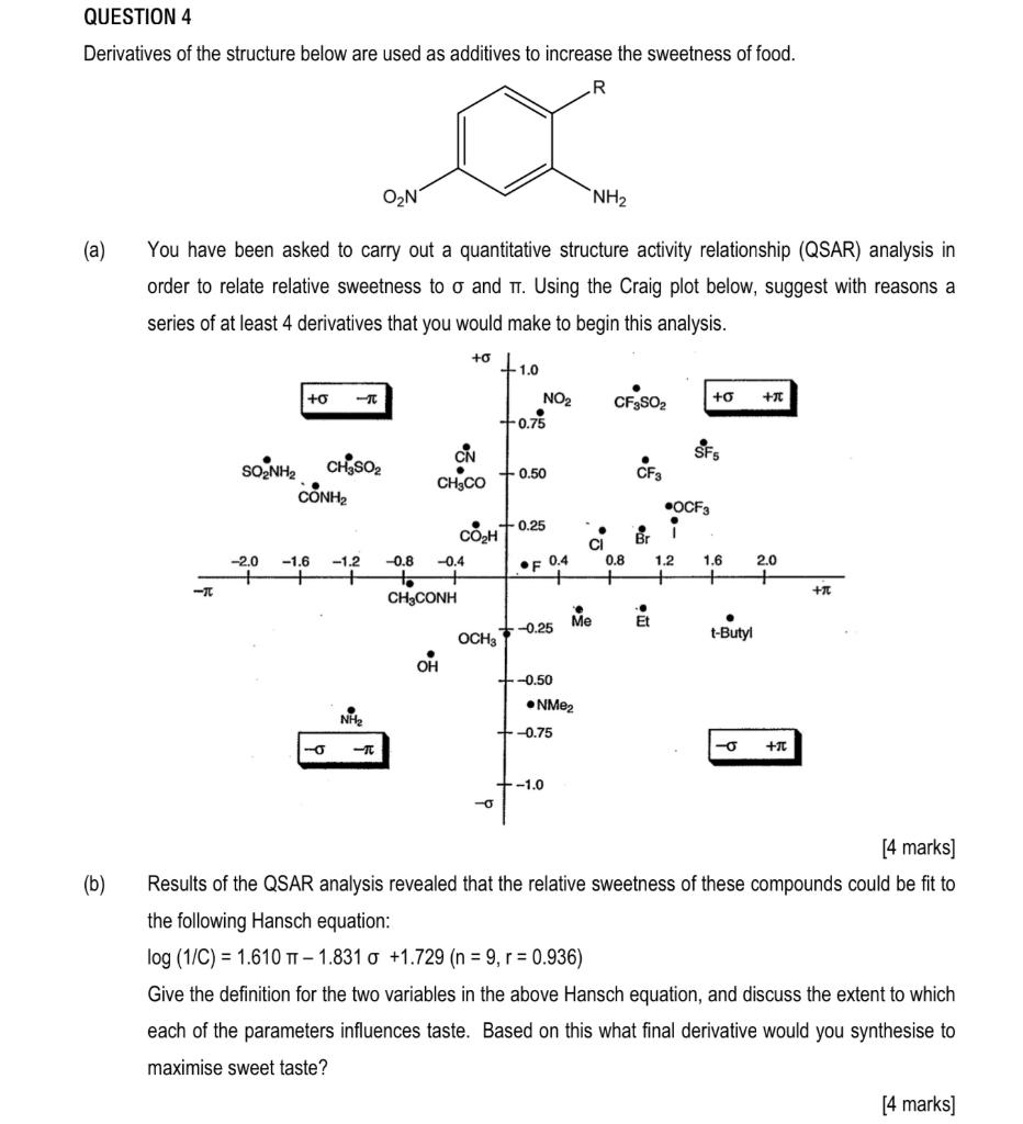 Question 4 Derivatives Of The Structure Below Are Used As Additives To Increase The Sweetness Of Food R On Nh2 A You 1